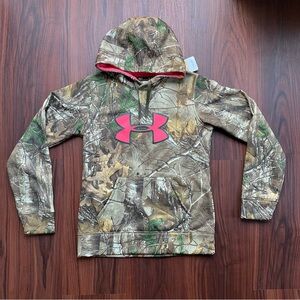 Under Armour RealTree Xtra Camo Pullover Hunting Hoodie Pink Womens Small Petite